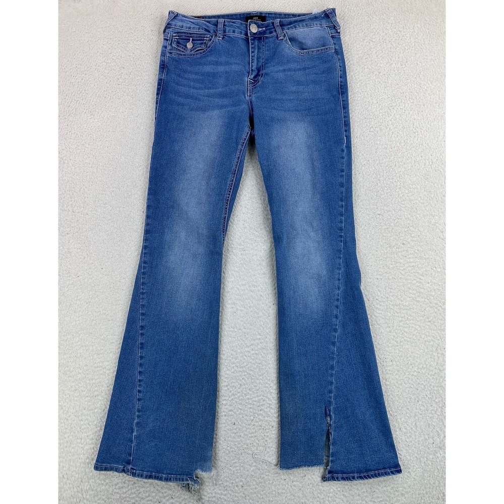 True Religion Joey Flare Jeans Womens 30 Blue Med Wash Mid Rise Stretch Denim